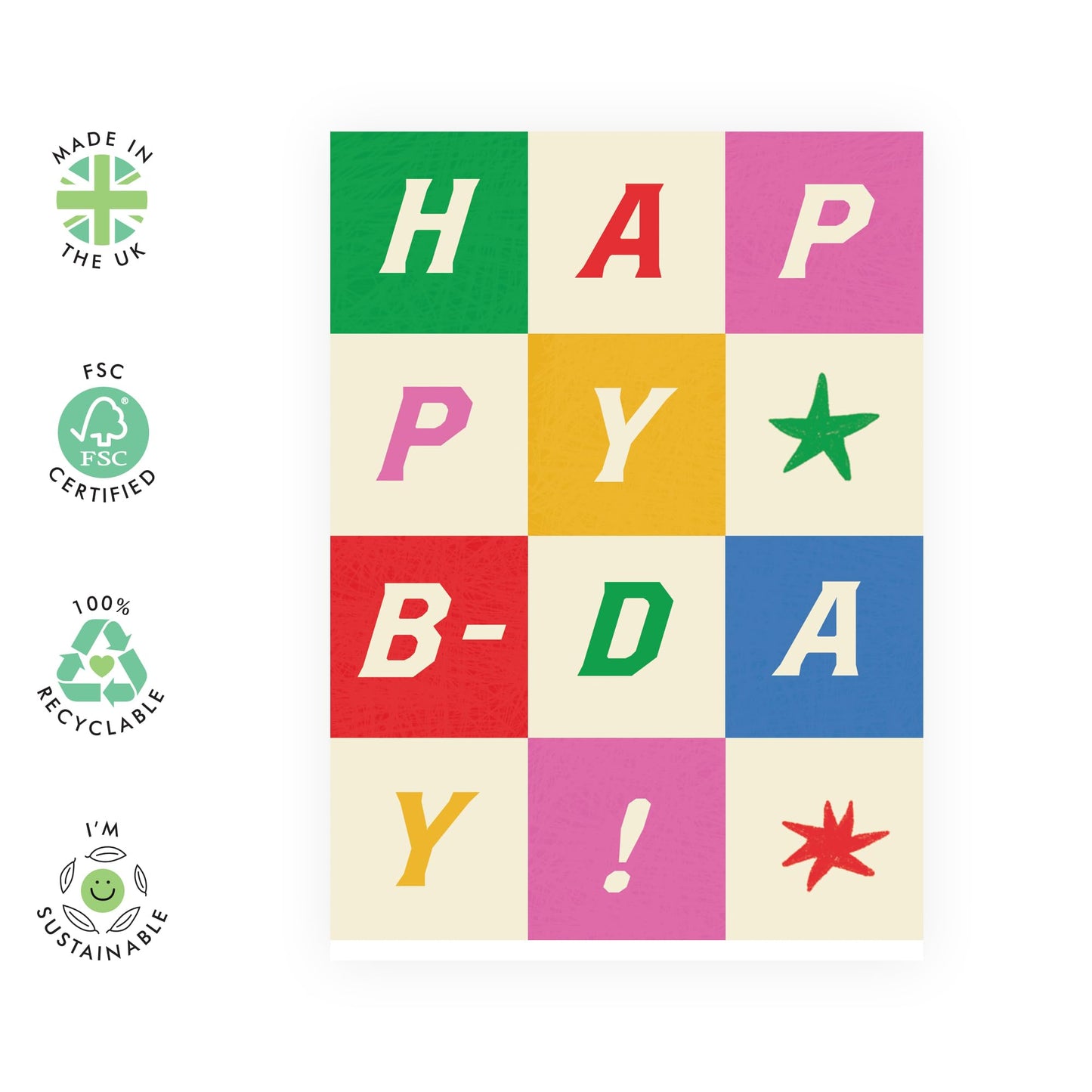 Cute Birthday Cards For Women - Happy Birthday Check Board - Female Birthday Gifts - Gifts For Sister Friend Mum Ladies - Comes With Stickers And Envelope - By Central 23