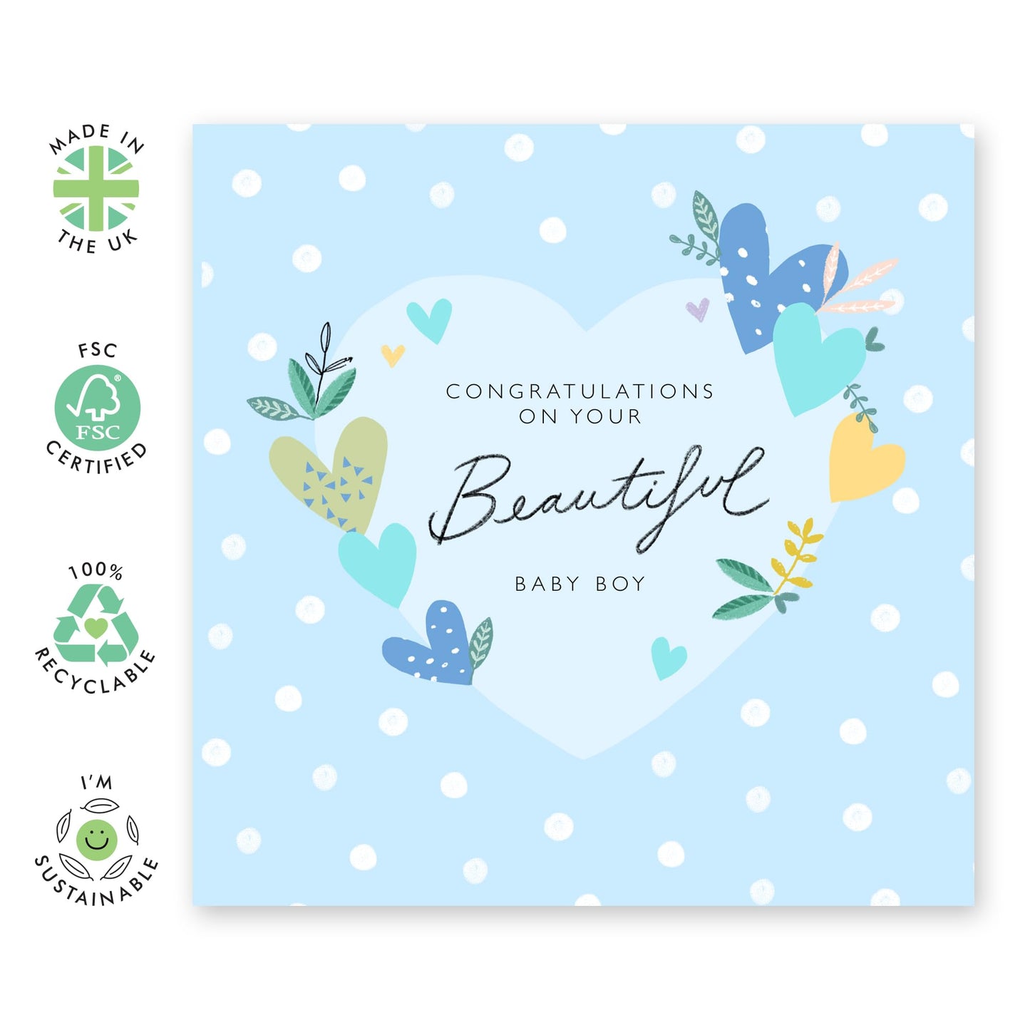 New Baby Boy Card - Congratulations Card Newborn Baby For Mum And Dad - Baby Shower Cards For Pregnancy Baby On The Way Celebration - Comes With Stickers - By Central 23