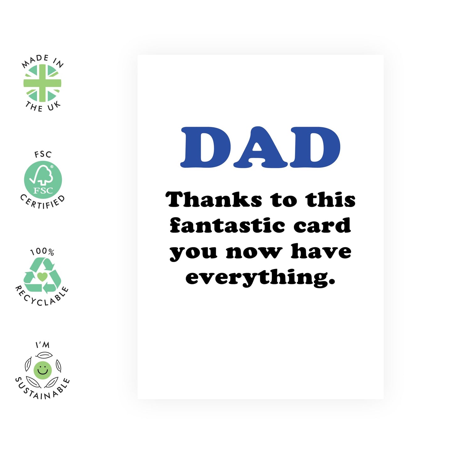 Funny Birthday Cards For Dad From Daughter Son - Dad Thanks To This Card - Sassy Greeting Cards For Men Papa Pop Daddy - Happy Father's Day Cards And Envelopes - Comes With Stickers By Central 23