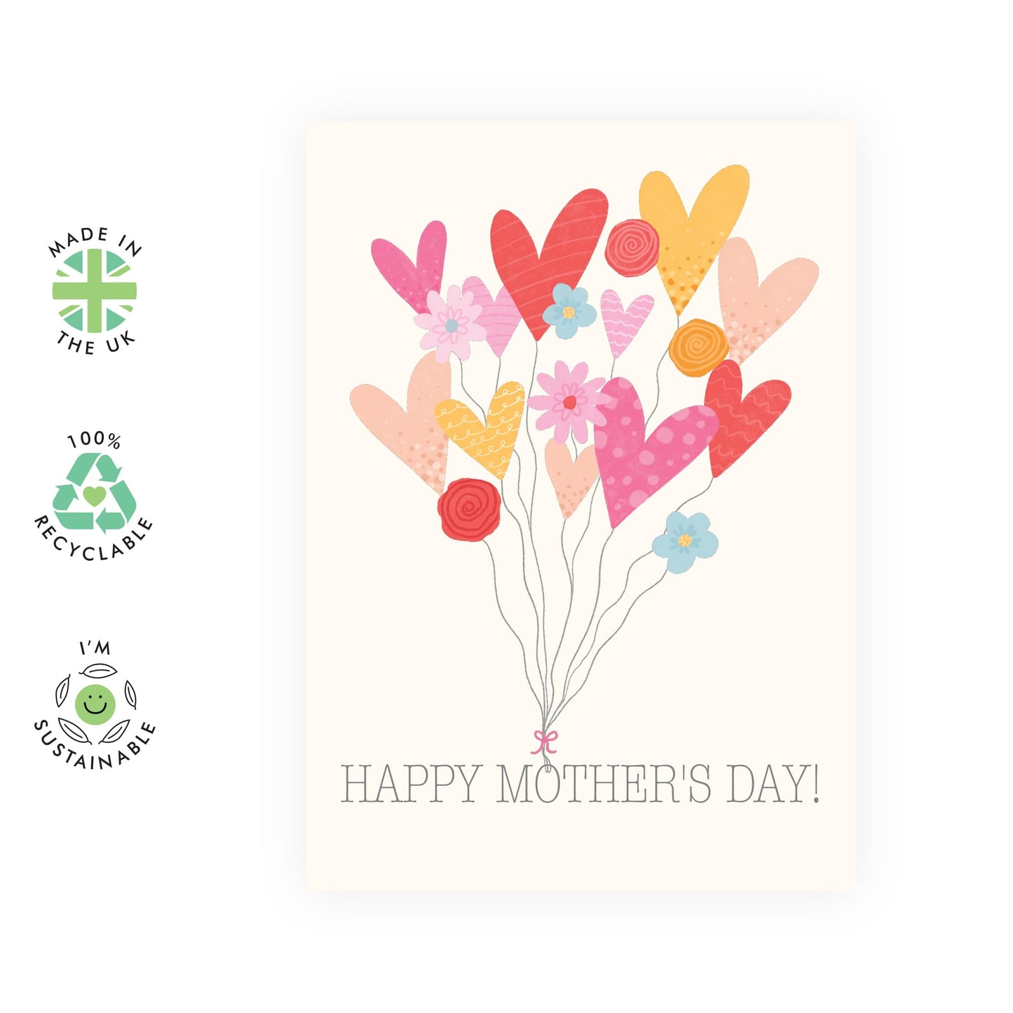 Mother’s Day Card for Her – Heart Balloon & Floral Gifts for Mum, Mummy, Mama, Ma, Mam, Wife, Grandma, Nan, In Law, Sister, Women from Son, Daughter, Husband, Family - Comes with Stickers