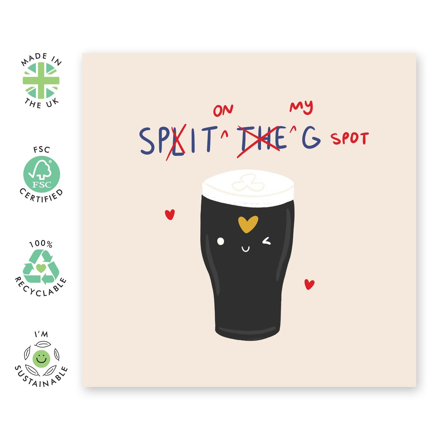 Funny Pint Greeting Card – Split the G – Humorous Beer Joke for Him, Her, Babe, Boyfriend, Girlfriend, Men, Women, Boys, Girls, Partner, Spouse, Wife, Husband, Darling, Love - Comes with Fun Stickers