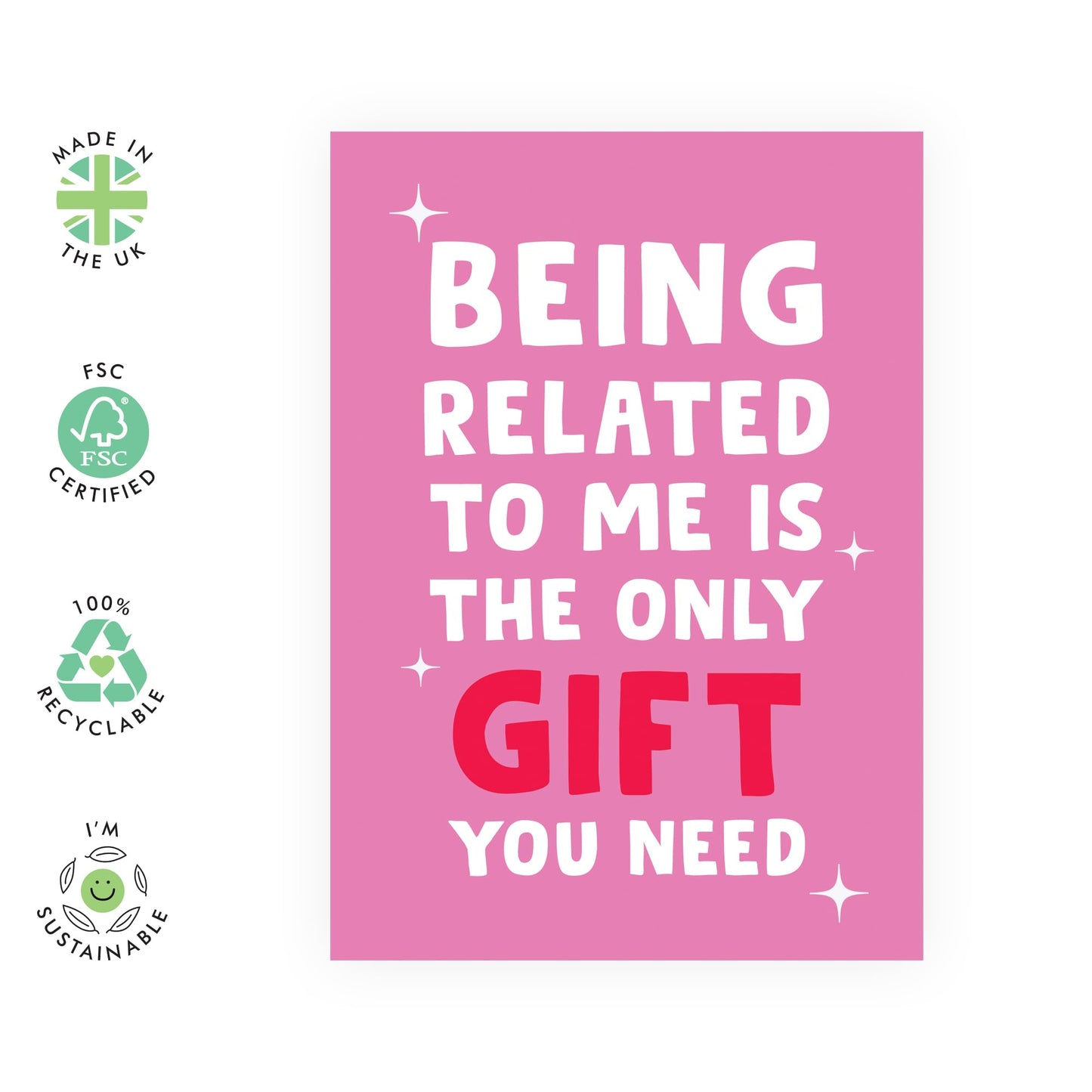 Funny Birthday Cards For Women - The Only Gift You Need Pink - Cheeky Greeting Cards For Mum - Sister Birthday Card - Gifts For Her Female Ladies - Comes With Stickers - By Central 23