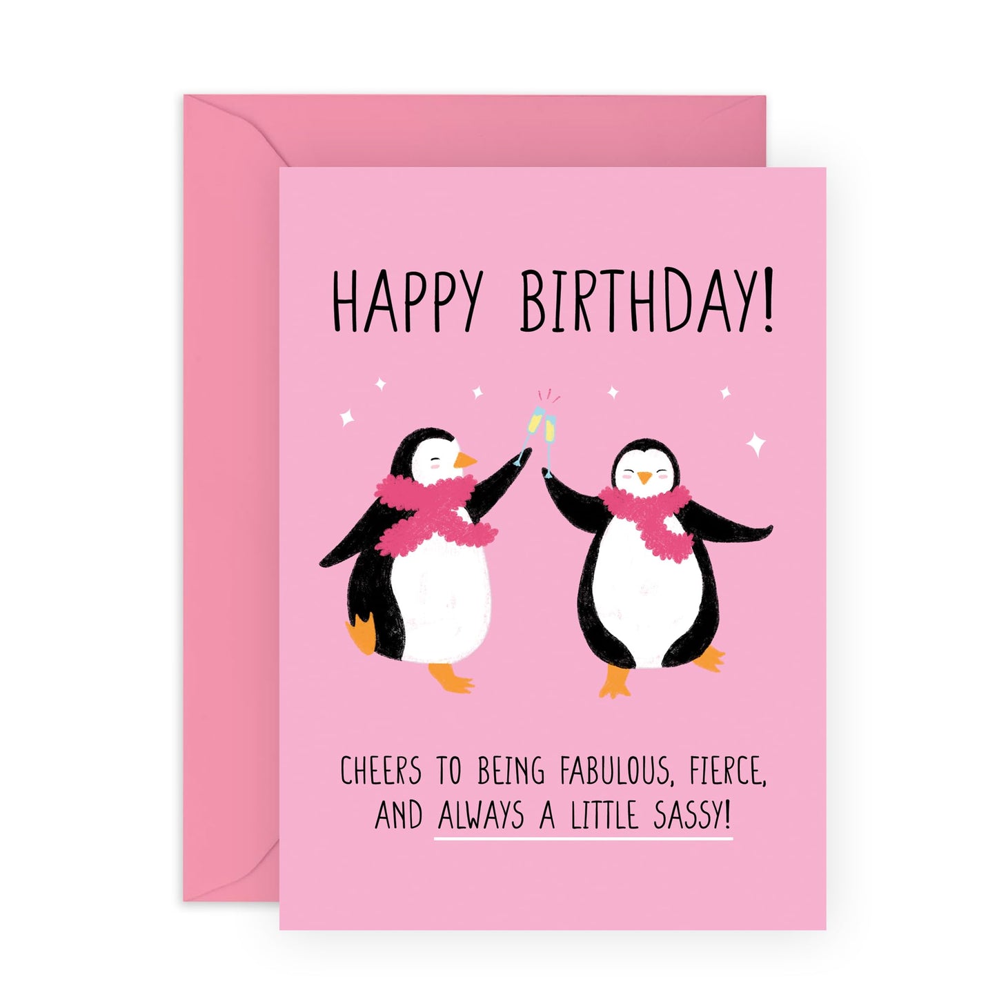 Birthday Greeting Card - 'BIRTHDAY SASSY PENGUINS' - Perfect for Adding a Fun Twist to Any Birthday - Ideal for Penguin Lovers, Sassy Friends, BFFs, Besties, - Comes with Stickers By Central 23