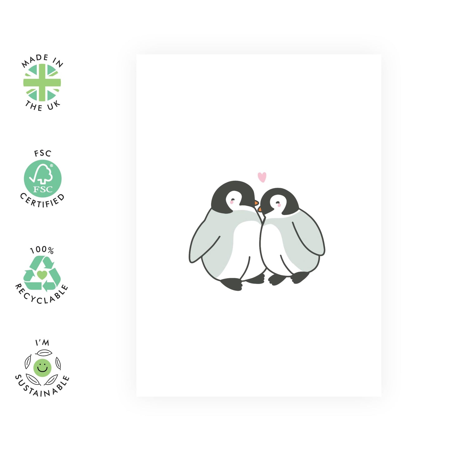 Adorable Animals Anniversary Card - 'Cute Penguins' - Anniversary & Valentines Gifts for Married Couples, Parents, Husband, Wife, Boyfriend, Girlfriend - Cuteness - Comes with Fun Stickers