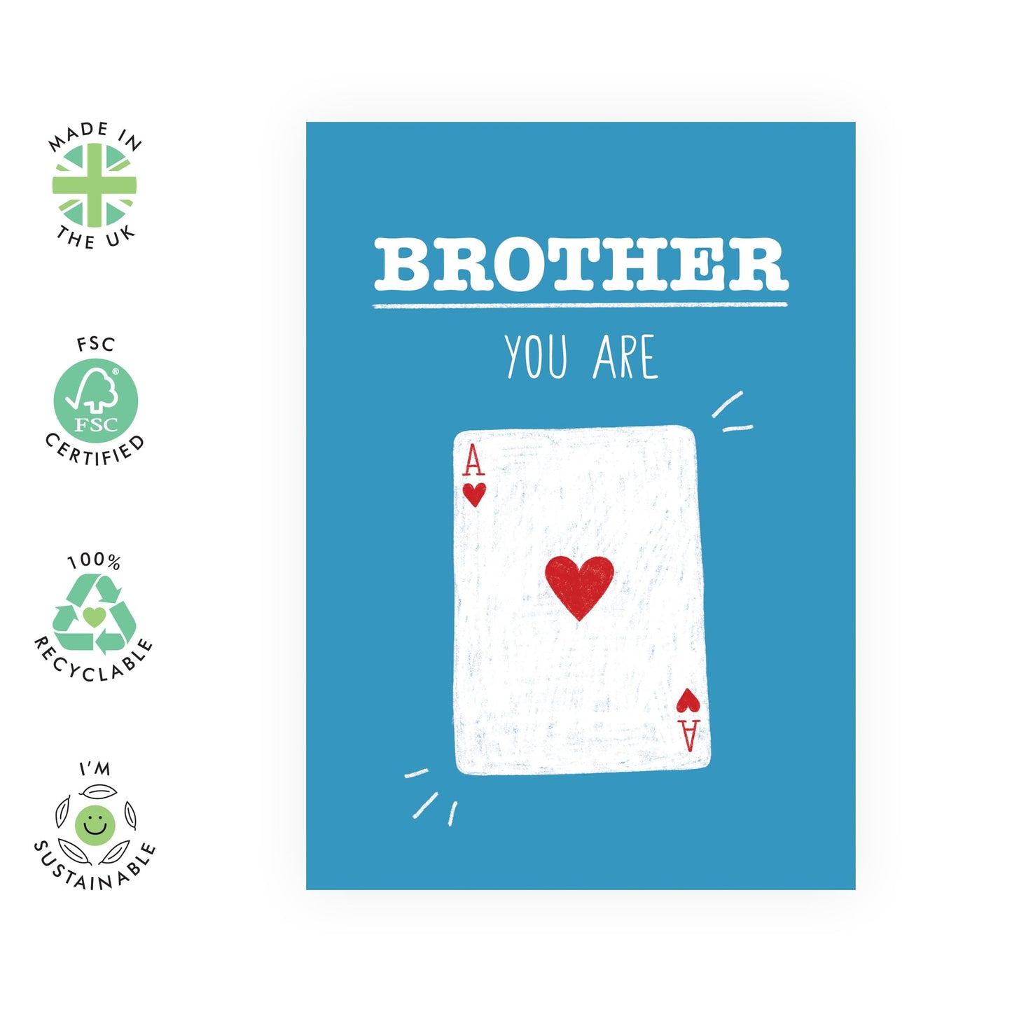Brother's Birthday Card - 'Brother You Are Ace 2' - Gifts for Bro, Bruv, Sibling, Family, Mate - Loving Brother - Comes with Fun Stickers