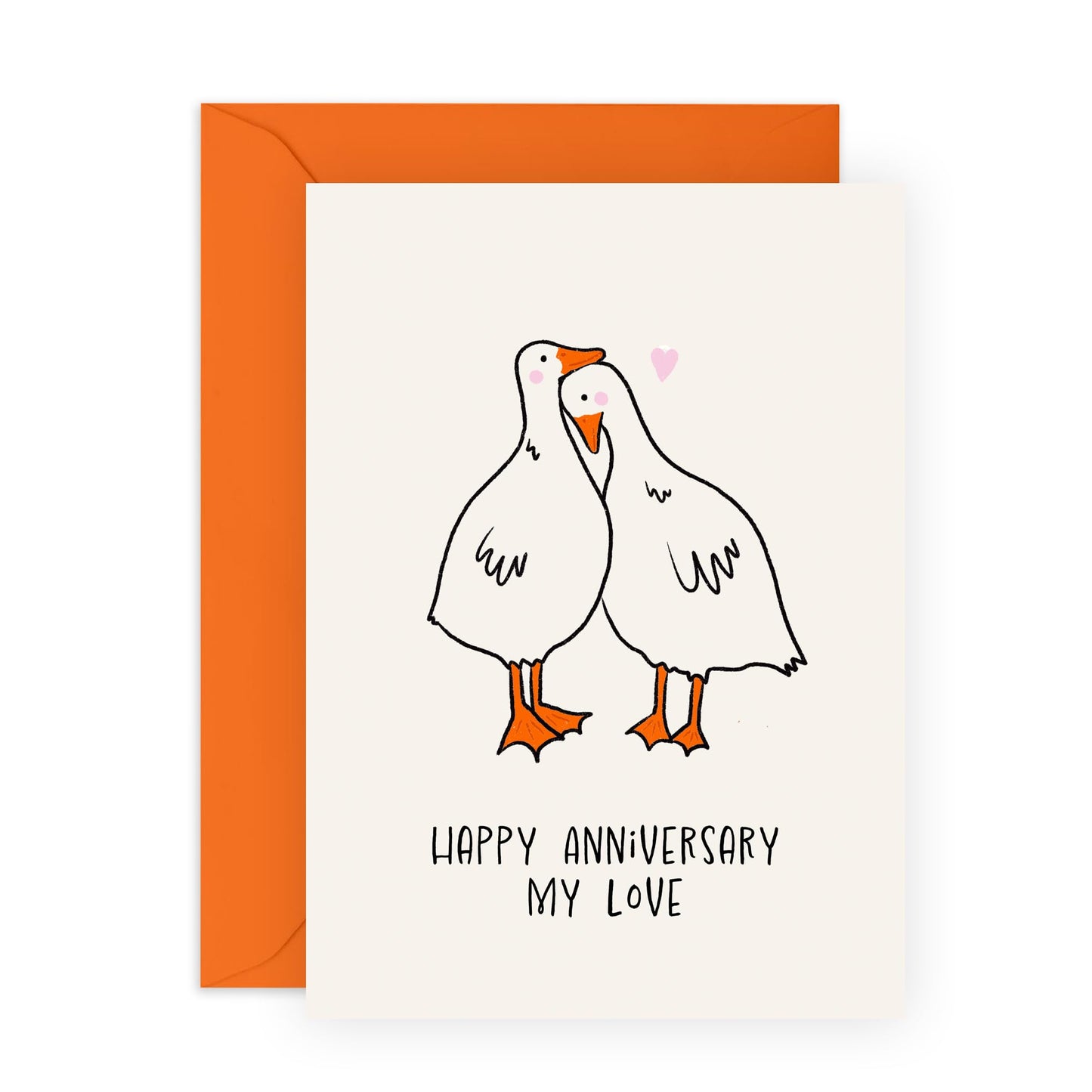 Hugging Geese Love Greeting Card - 'Happy Anniversary Geese' - Gift for Married Couples, Wife, Husband, Spouse, Partner, Him, Her, Girlfriend, Boyfriend - Hugging - Comes with Fun Stickers