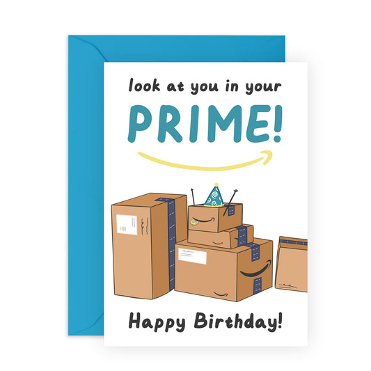 Birthday Cards For Him Her - In Your Prime Boxes - Humorous Birthday Cards For Mum Dad - Daddy Mummy - Brother Sister - Funny Greeting Card Aunt Uncle - Comes With Stickers - By Central 23