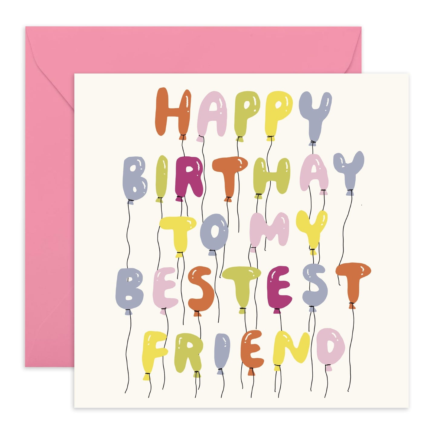 Bestie's Birthday Card - 'Bestest Friend Balloons' - Gifts for BFF, Best & Close Friends, Sisters, Sis, Gal , Her, Colleague - Celebrating You - Comes with Fun Stickers
