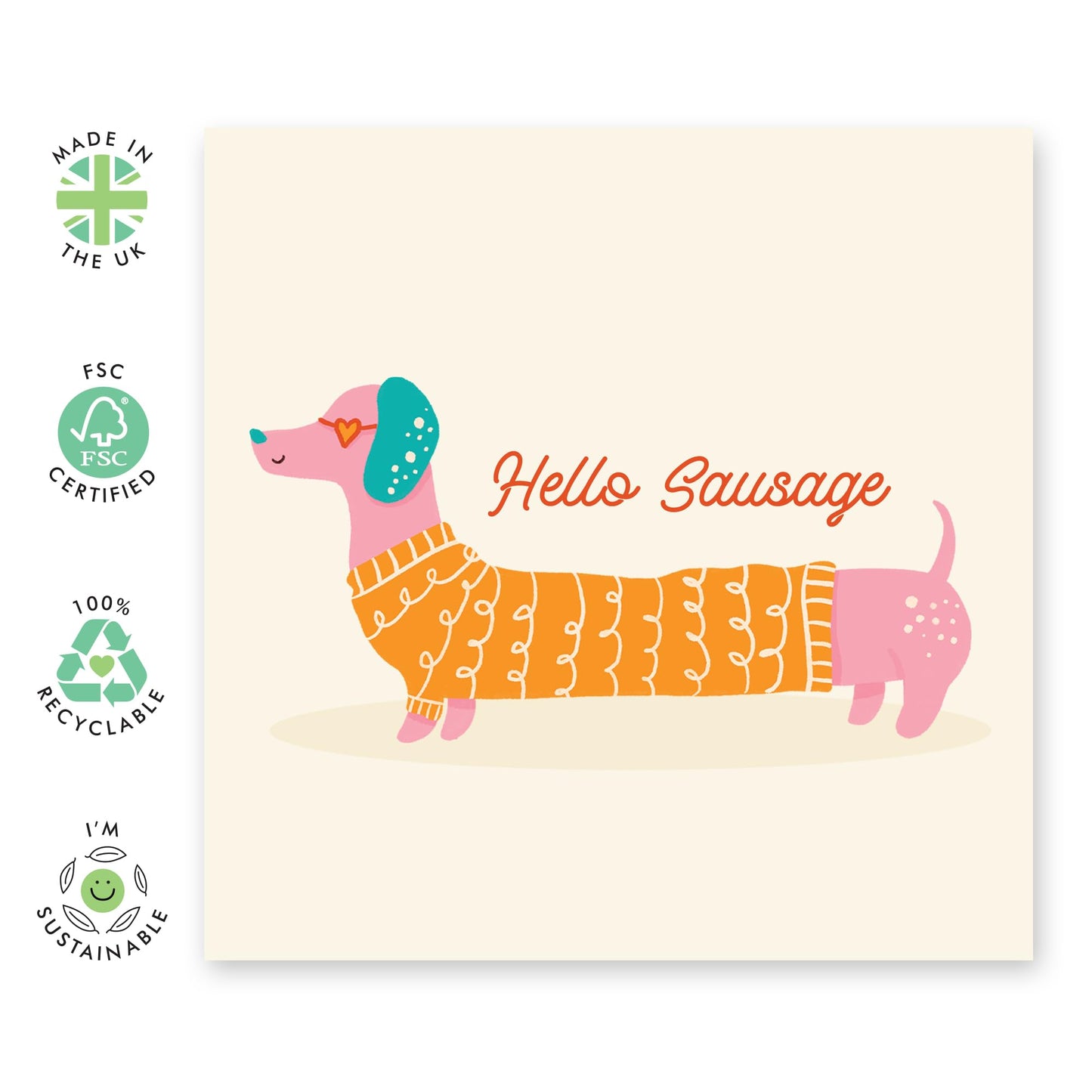 Fur Baby Birthday Card - Hello Sausage Dog - Dog Birthday Cards For Pet Owners - Dog Mum Fur Dad - Puppy - Paw - Gifts For Men Women Him Her - Comes With Stickers By Central 23