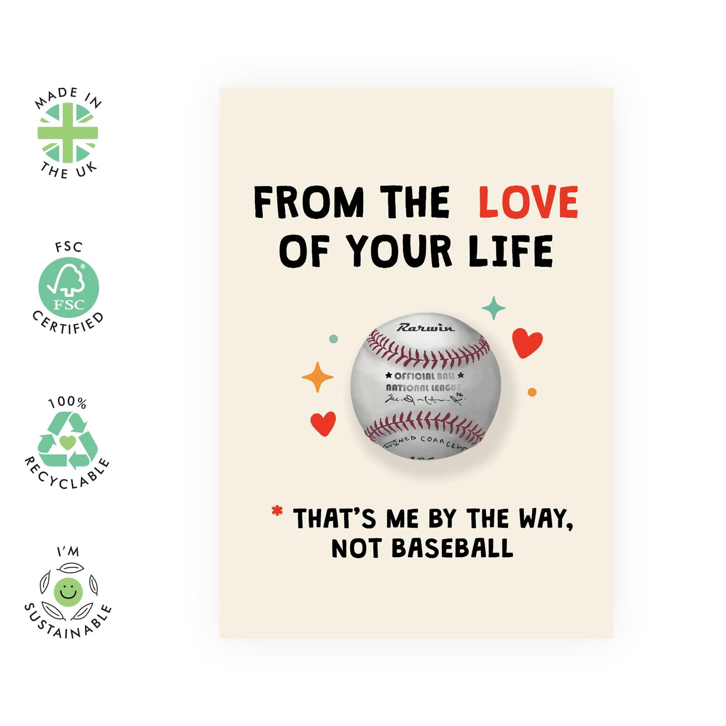 Valentines Day Card Girlfriend - Baseball Love Of Your Life - Anniversary Card Couple - Gift For Fiance - Love Cards For Wife - From Husband Boyfriend Partner -comes With Fun Stickers By Central 23