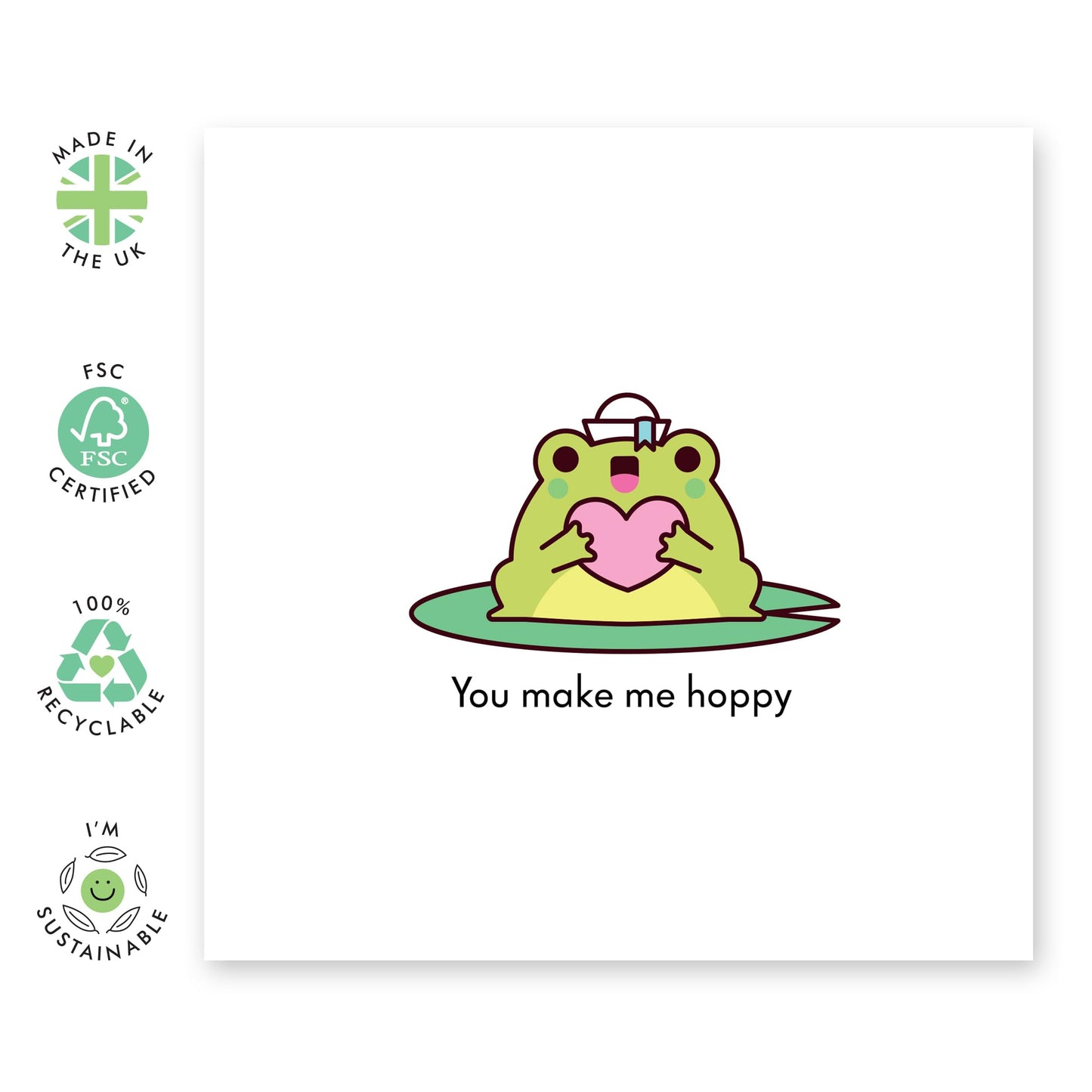 Sweet Love Card Frog - 'You Make Me Hoppy' - Gifts for Him, Her, Wife, Husband, Girlfriend, Boyfriend, Spouse - Source of Happiness - Comes with Fun Stickers