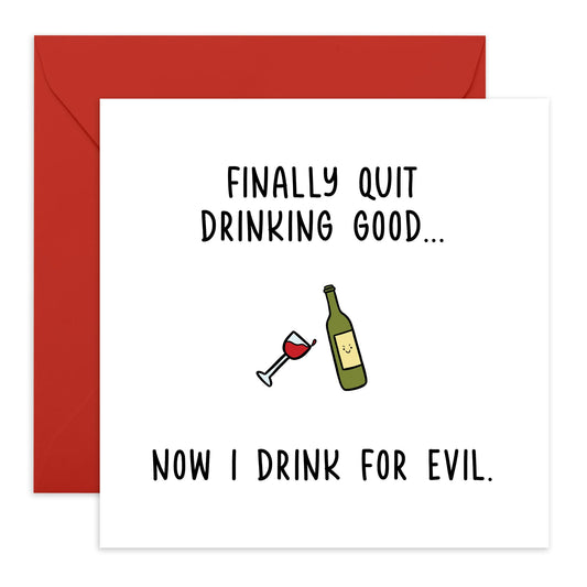 Hilarious Birthday Card - 'Drinking For Evil' - Gifts for Besties, BFFs, Best Friends, Sisters, Gals, Ladies, Her, Coworker, Colleagues, Cousin - Red Wine - Comes with Fun Stickers
