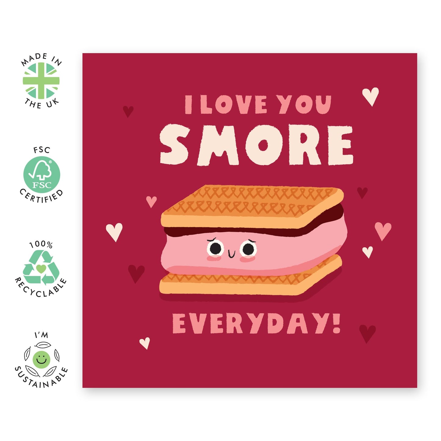 Valentines Card For Girlfriend Boyfriend Partner - Love You Smore Everyday - Wedding Anniversary Card For Husband Wife - Romantic Anniversary Card For Him - Comes With Fun Stickers By Central 23