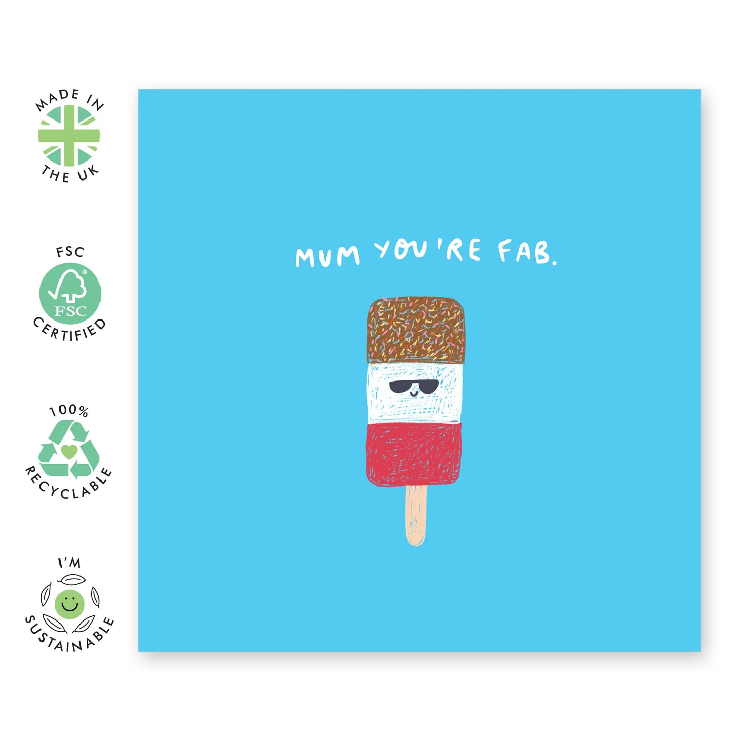 Cool Mum Birthday Card - You're Fab! - Greeting Card For Her, Mama, Mummy, Mam, Ma, Women - Mother's Day Card From Daughter Son Husband - Thank You Gifts from Us - Comes With Fun Stickers
