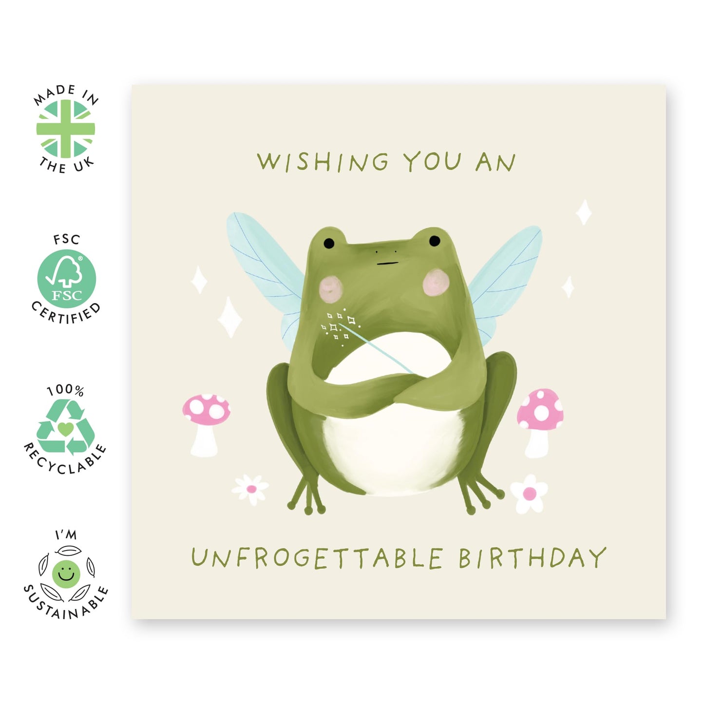 Happy Birthday Card For Her - Unfrogettable Birthday - Frog Fairy - Pun - Humorous Birthday Cards For Girls - Gifts For Friend Sister Niece Cousin - Comes With Stickers - By Central 23