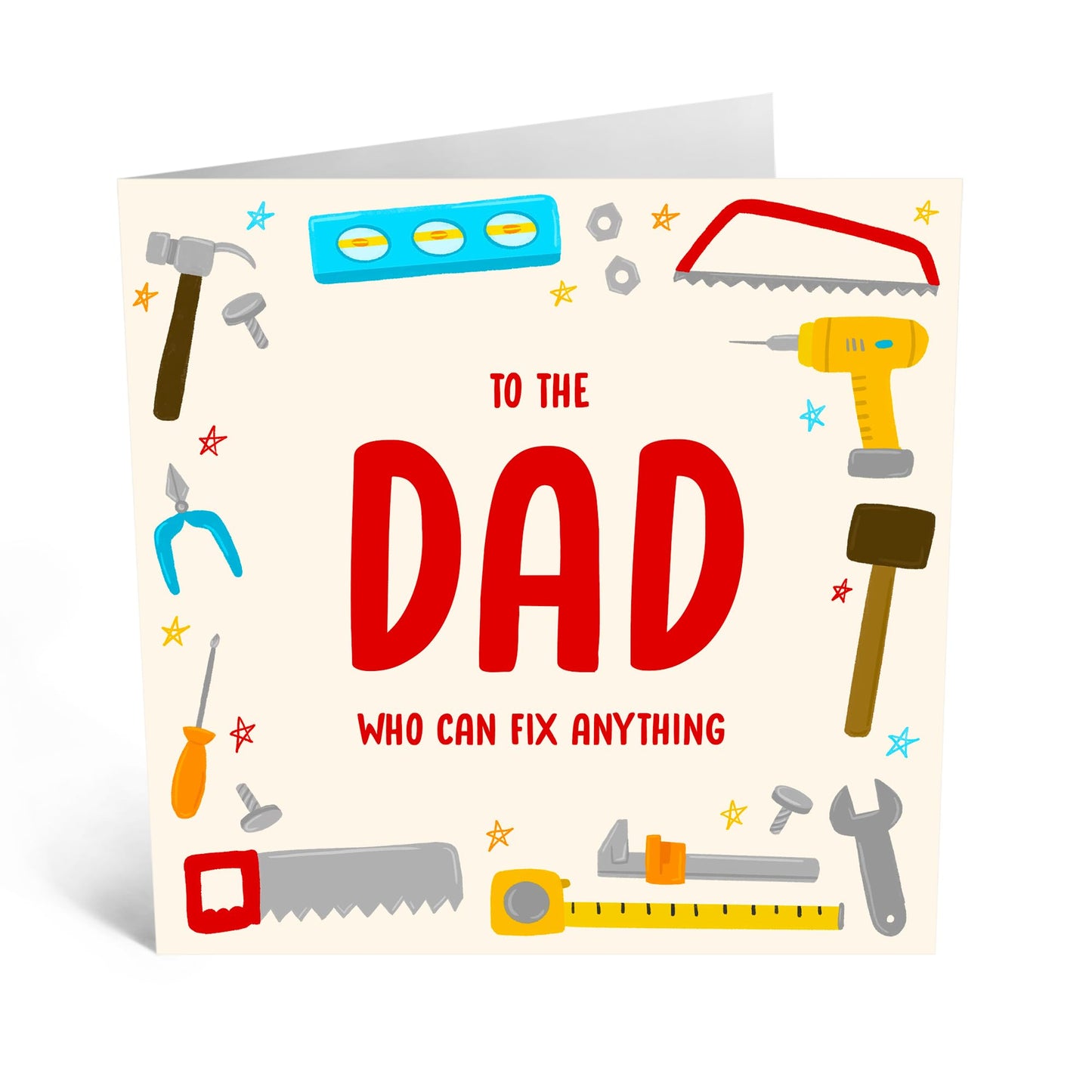 Appreciative Greeting Card - 'DAD FIX ANYTHING' - Perfect for Celebrating Your Handy Dad with a Thoughtful Design - Ideal for Showing Gratitude for Dad Daddy Father - Comes With Stickers By Central 23
