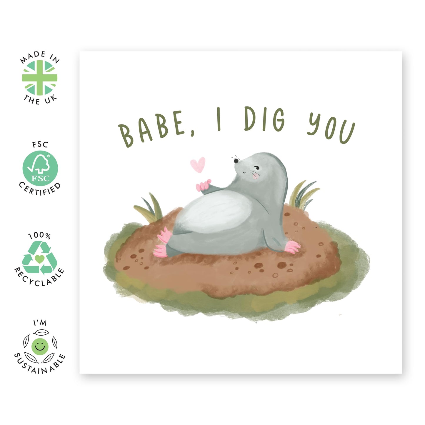 Funny Valentines Day Card - 'I Dig You Mole' -Gifts for Husband, Wife, Boyfriend, Girlfriend, Him, Her, Partner, Spouse, Love, Darling, Babe, Sweetheart - Sweet Lines - Comes with Fun Stickers