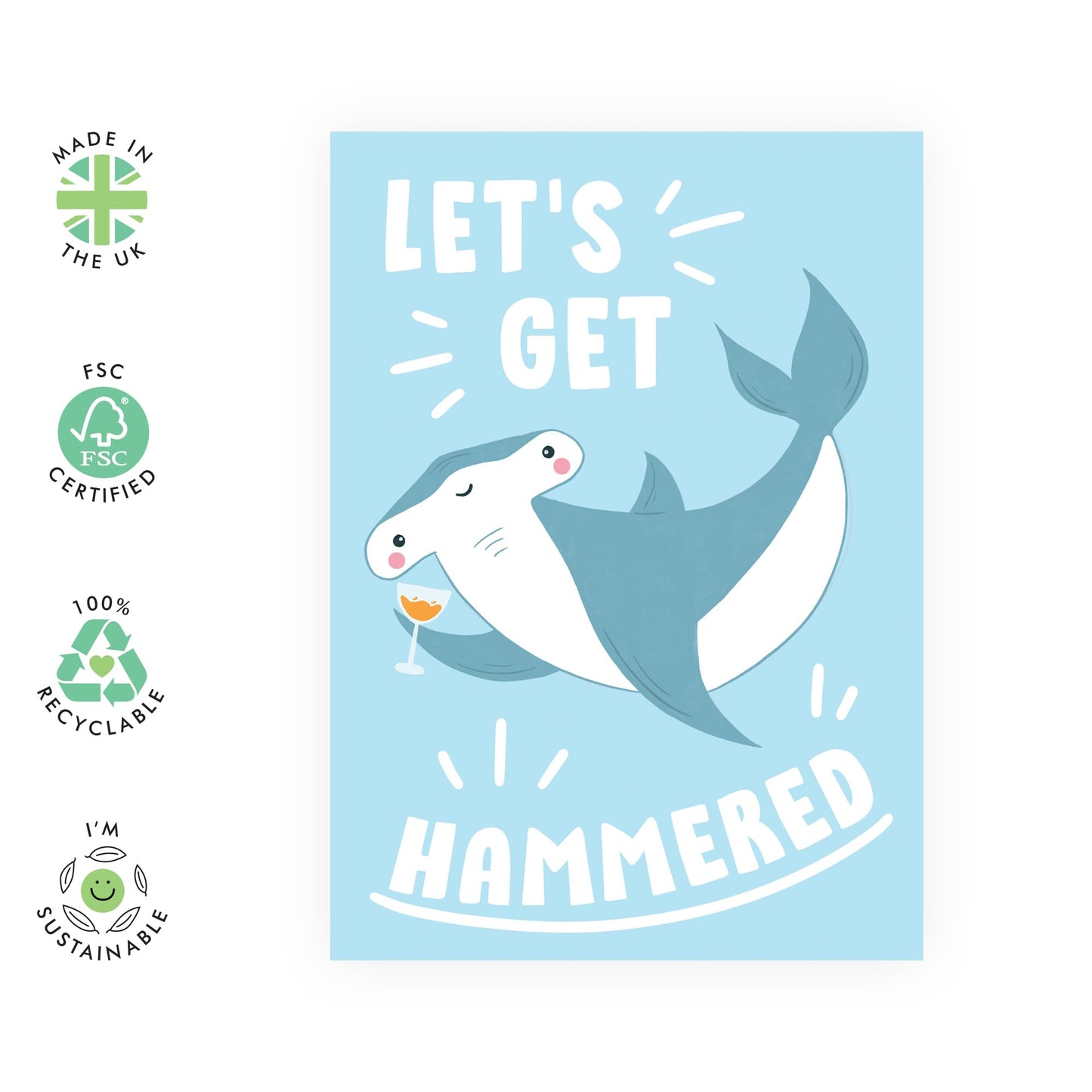 Best Friend Birthday Card Funny - Let's Get Hammered - Shark Birthday Card For Men Women Boys Girls - Gifts For Cousin Uncle Husband Boyfriend - Comes With Fun Stickers By Central 23