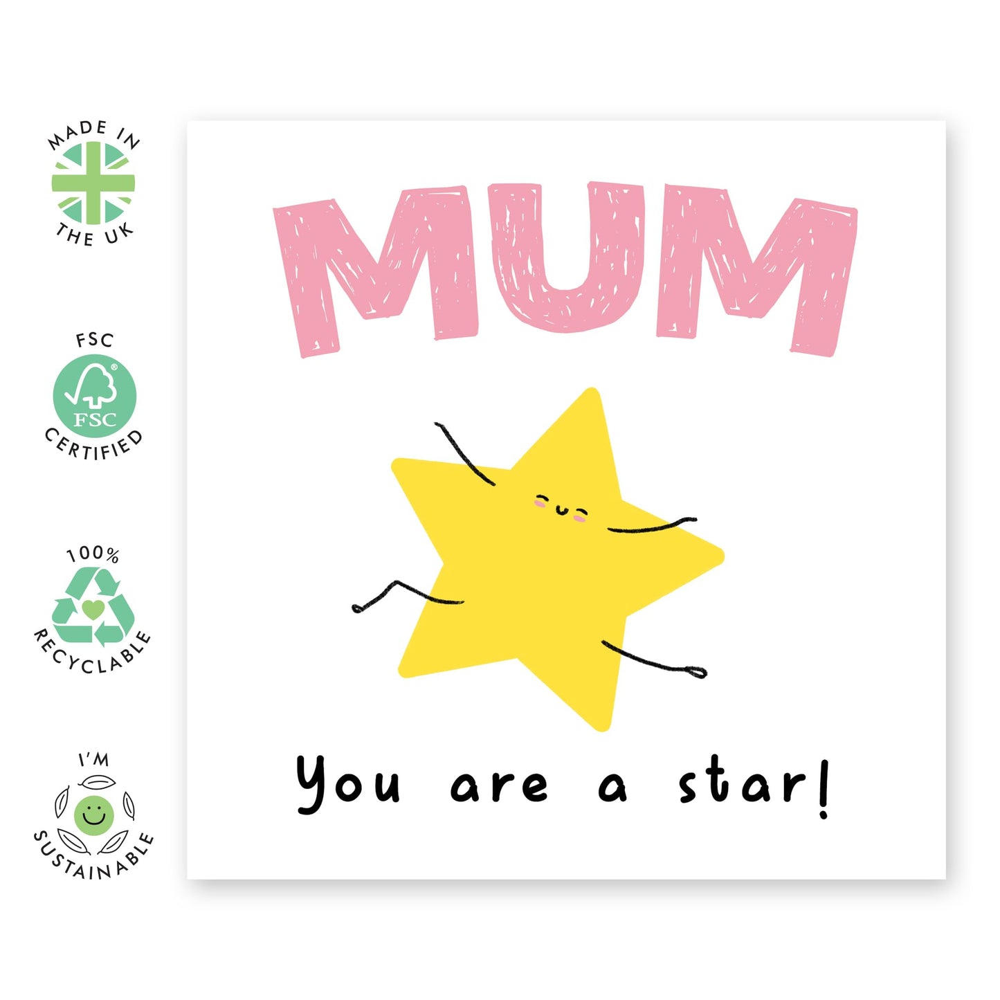 Lovely Birthday Card for Mum - 'You Are a STAR' - Mother’s Day Cards for Her, Mummy, Mama, Mam, Women - Gift from Son Daughter Husband Family - Comes with Cute Stickers