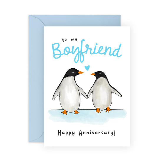 Central 23 Happy Anniversary Card For Boyfriend - To My Boyfriend - Penguin Gift For Him - Sweet Anniversary Cards For Men - Anniversary Card For Couple - Comes With Fun Stickers