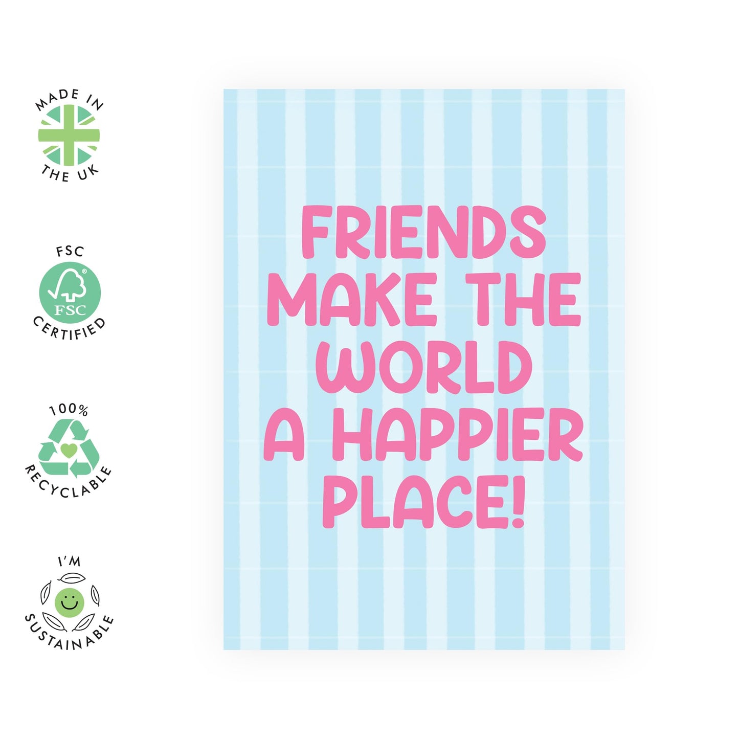 Lovely Birthday Card About Friendship - 'Friends Happier Place' - Bestie, Girlfriends, BFF, Her, Sister, Sis, Partners - Happy, Caring & Supporting - Comes with Fun Stickers