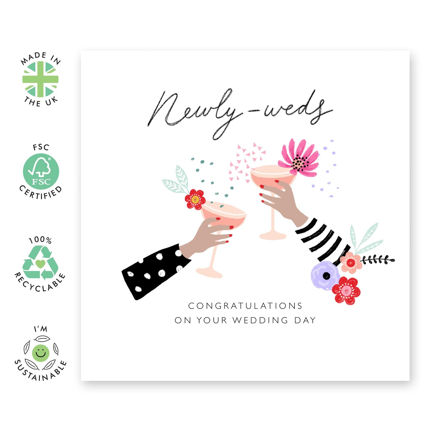 Wedding Cards For Bride And Groom - Newly Weds Congratulations - Floral Greeting Card - Congratulations Card Men Women Son Daughter - Best Wishes Gift For Him Her - Comes With Stickers By Central 23