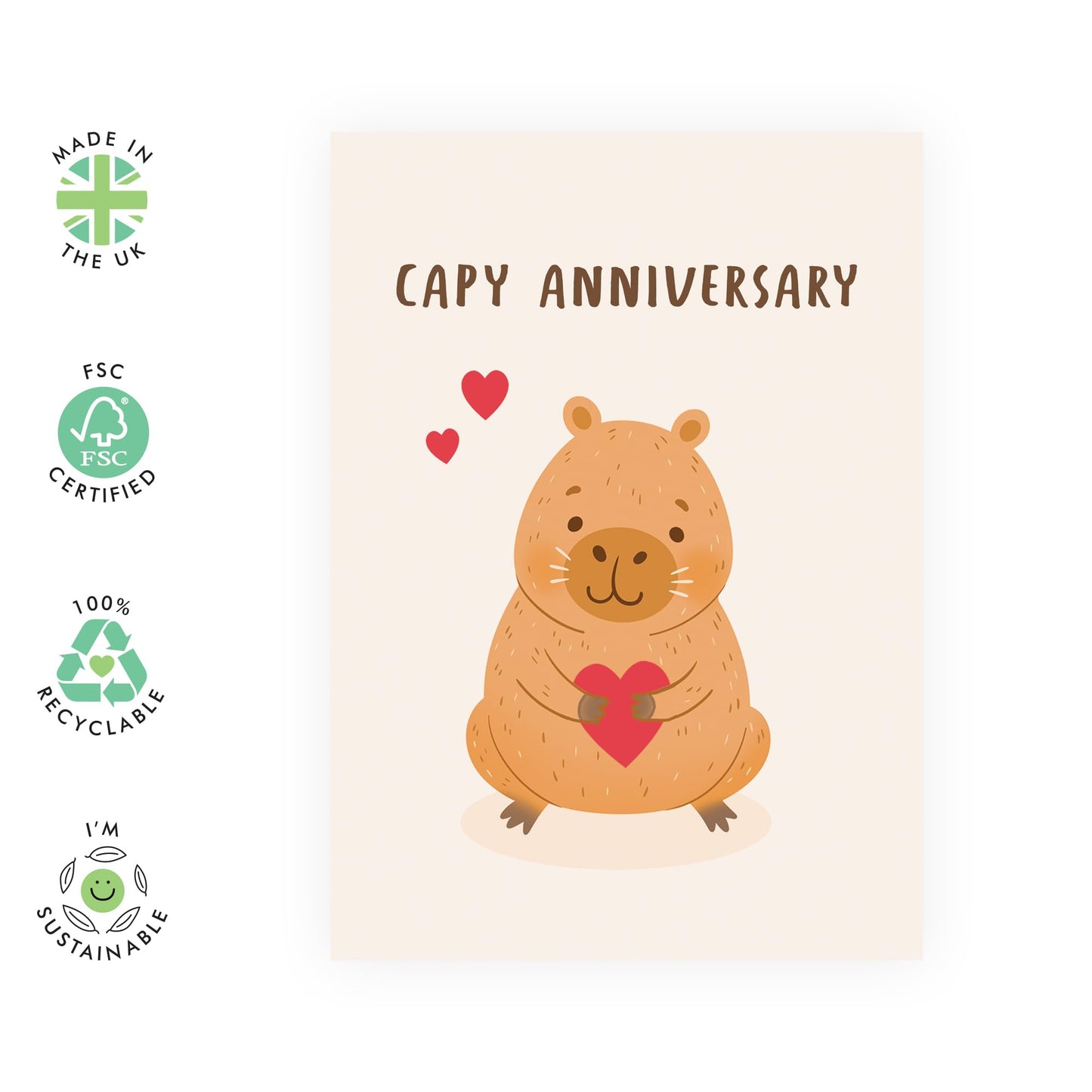 Funny Anniversary Card For Husband Wife - Capy Anniversary - Happy Anniversary Greeting Cards For Girlfriend Boyfriend - Hilarious Gifts For Men Women Him Her - Comes With Stickers - By Central 23