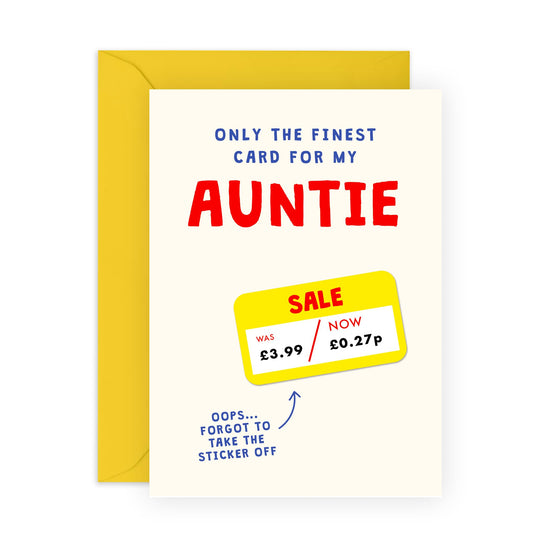 Auntie Birthday Card - Auntie Yellow Sticker - Hilarious Birthday Card For Aunt - Pretty Greeting Cards For Women - Gifts For Female - Gifts For Women Her - Comes With Fun Stickers - By Central 23