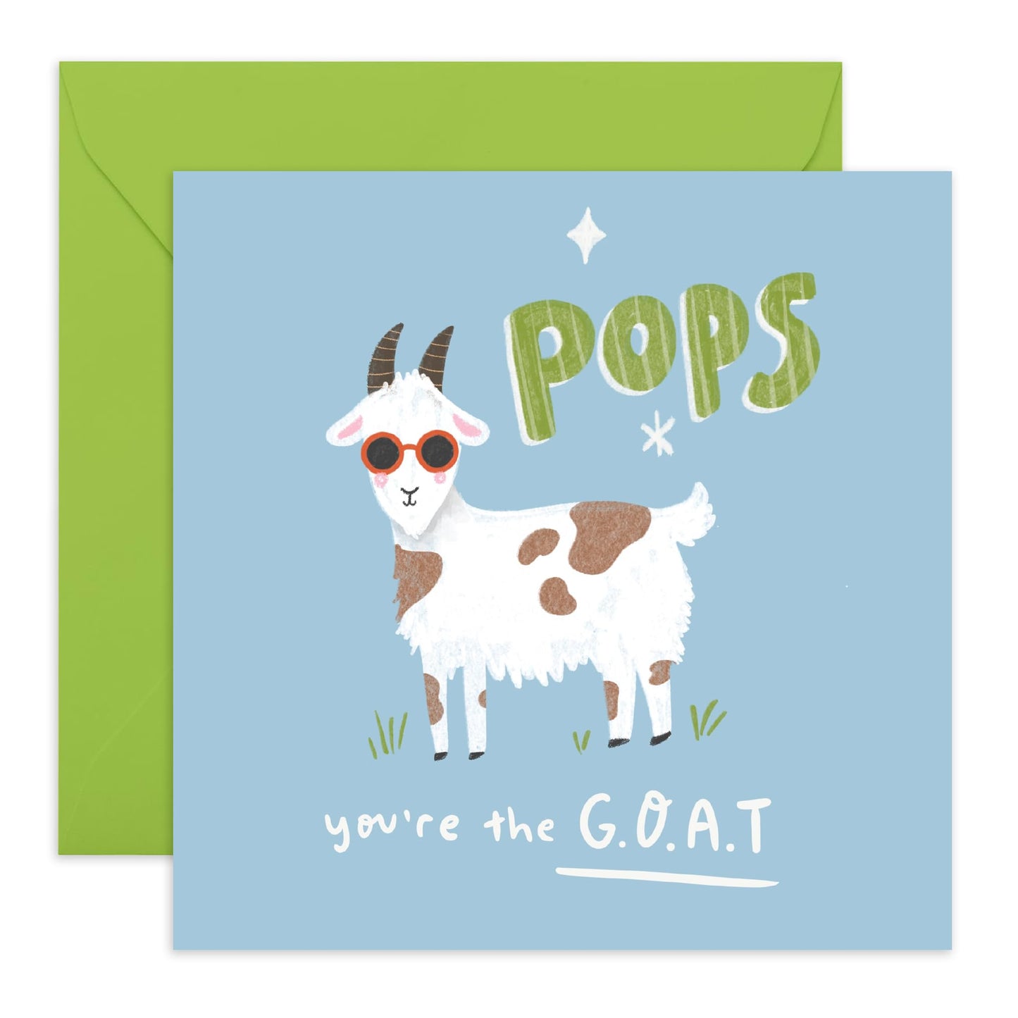Hilarious Animal Birthday Card - 'Goat Pops' - Gifts for Him, Father, Dad, Daddy, Old Man, Husbands - Greatest of All Time - Comes with Fun Stickers
