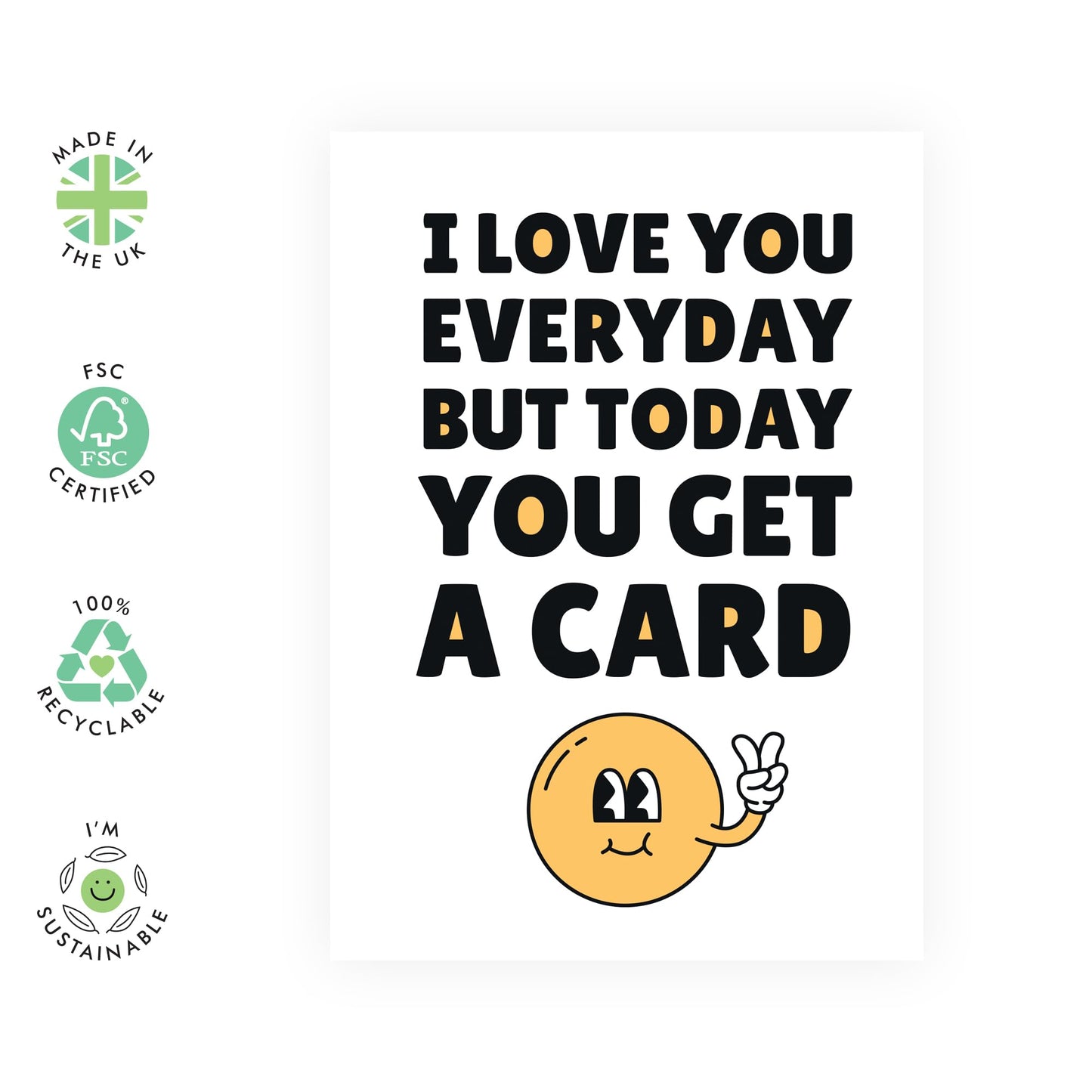 Cute I Love You Greeting Card - 'Get A Card' - Gifts for Husband, Wife, Girlfriend, Boyfriend, Married Couples, His, Her , Mum & Dad - Smiley - Comes with Fun Stickers