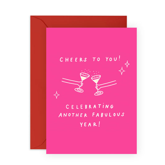 Sister Birthday Card - Cheers To Another Fabulous Year - Happy Birthday Card For Her Daughter Granddaughter - Celebration Gifts For Women Female Best Friend - Comes Wit Fun Stickers By Central 23