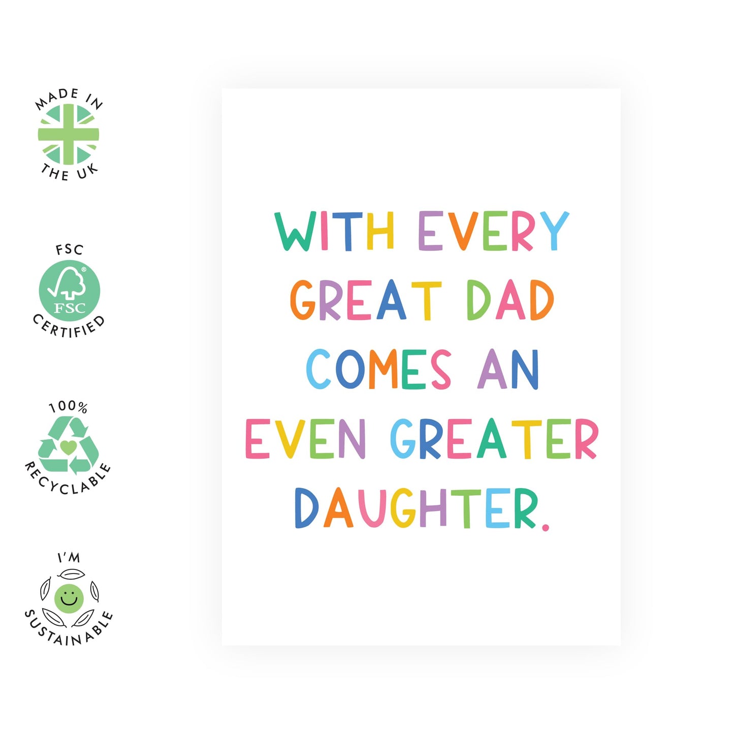 Quirky Card - 'GREAT DAD, GREAT DAUGHTER' - For Daddy's Dads and Their Wonderful Daughters - Perfect for Celebrating Your Special Bond - Ideal for Any Occasion - Comes with Stickers by Central 23