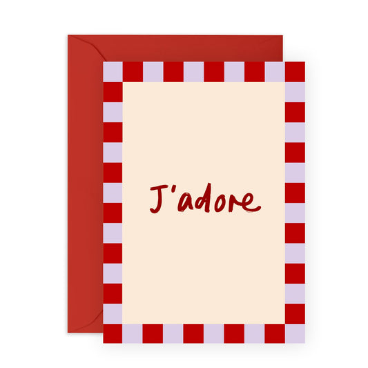 J'adore French Greeting Card – Gifts for Her, Him, Partner, Wife, Husband, Boyfriend, Girlfriend - Sweet French-Inspired Love Card for Annivesary, Valentines Day, Birthdays -Comes with Stickers