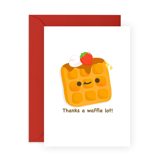 Thank You Cards For Kids - Thanks A Waffle Lot - Funny Greeting Cards For Son Daughter Niece Nephew Cousin - Appreciation Gratitude - Gifts For Him Her - Comes With Stickers - By Central 23