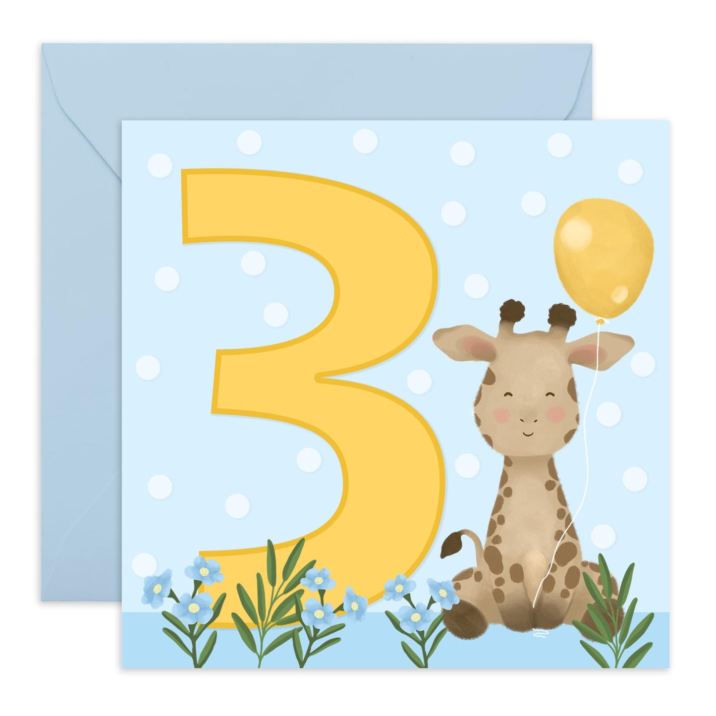 3rd Birthday Card For Boys - Cute Animals Elephant - Third Birthday Card For Him - Baby Milestone Three Year Old - Gifts For Toddler Kids Grandson Nephew - Comes With Fun Stickers - By Central 23