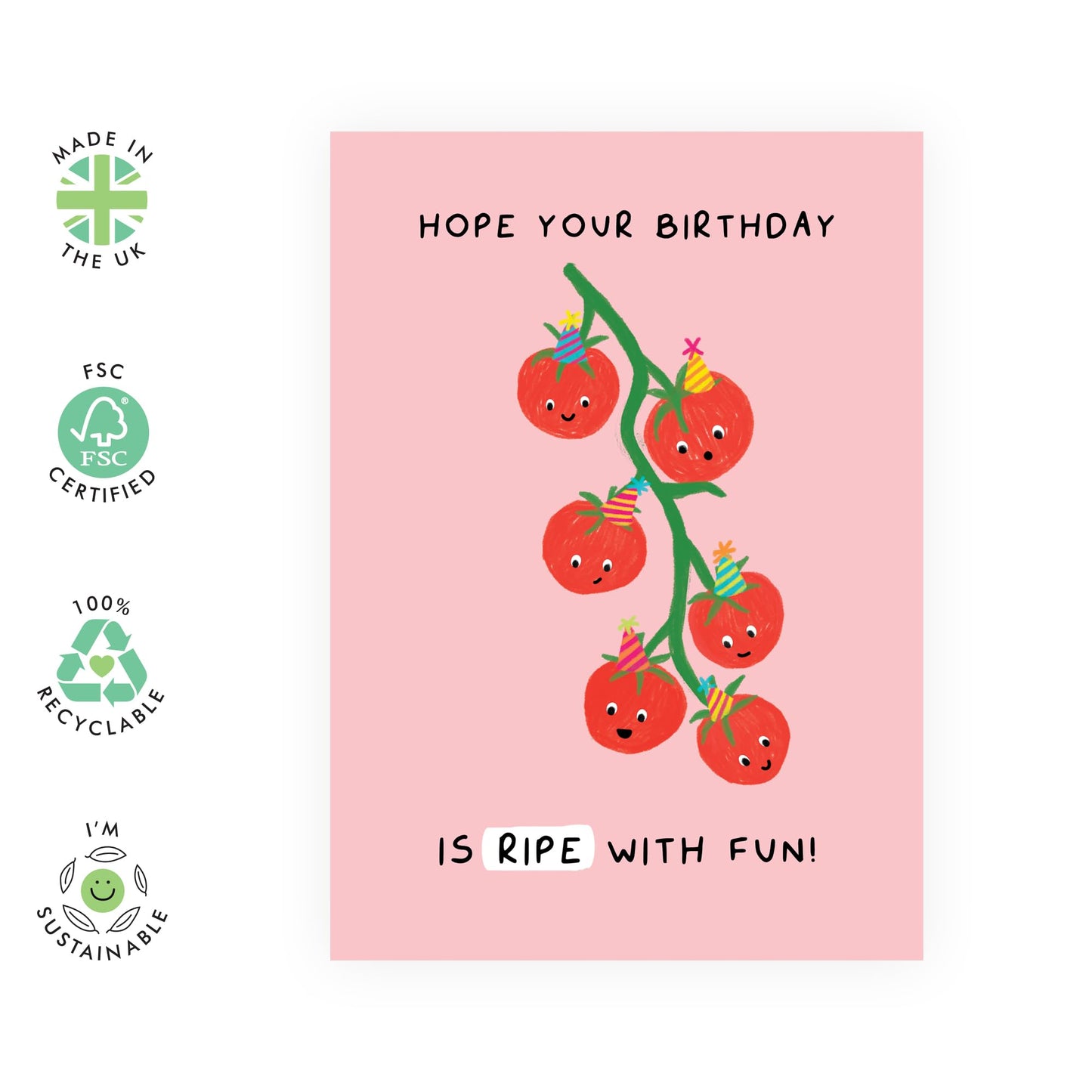 Birthday Card For Mum Dad - Hope Your Birthday Is Ripe With Fun - Funny Food Puns Jokes -  Plant Vine Tomato - Hilarious Gifts For Men Women - Comes With Cute Stickers By Central 23