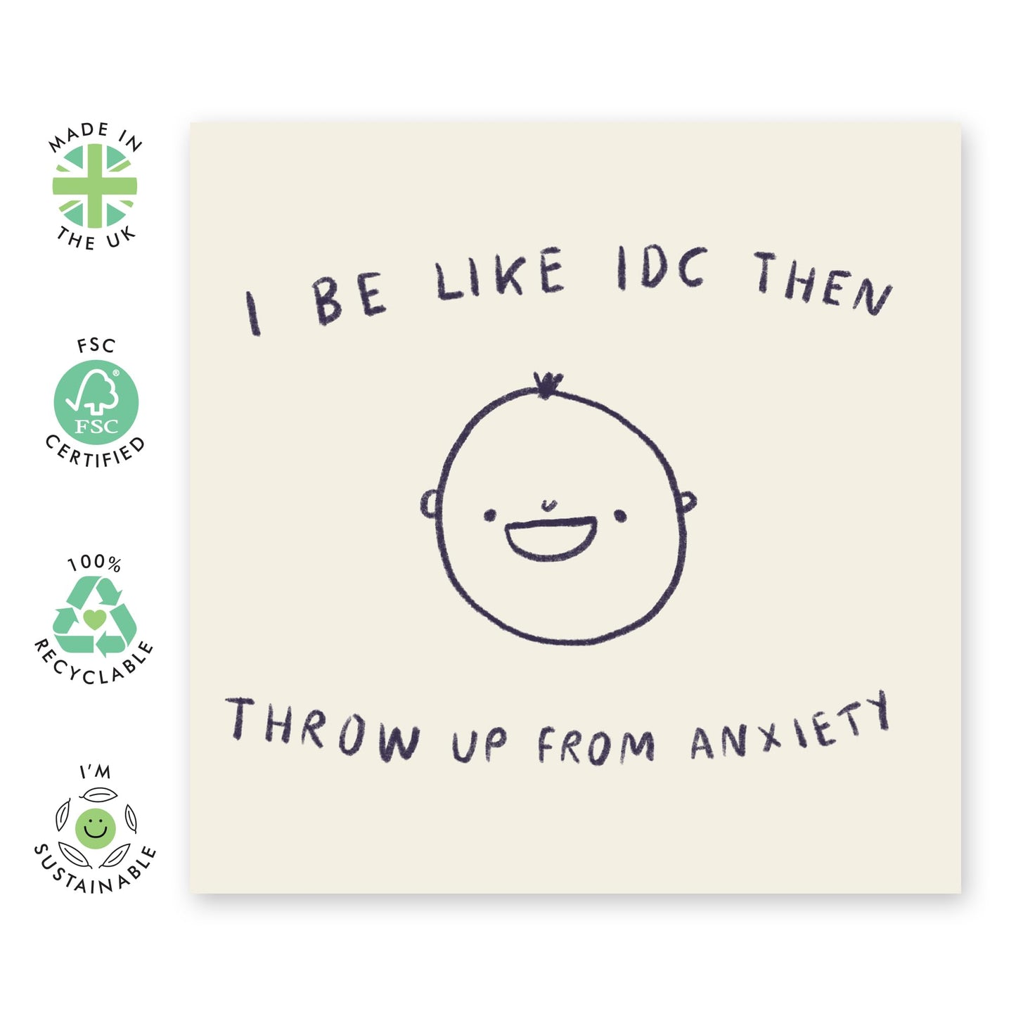 Rude Birthday Cards For Men - I Be Like Idc Then Throw Up From Anxiety 2 - Funny Birthday Greeting Cards For Women - Best Friend Birthday Gifts - For Mum Dad - Comes With Fun Stickers By Central 23