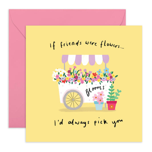Sweet & Thoughtful Greeting Card - 'Floral Stand Pick You' - Gift for Bestie, Best Friend, Girlfriends, Colleagues, Co-workers - Flower Stand - Comes with Fun Stickers