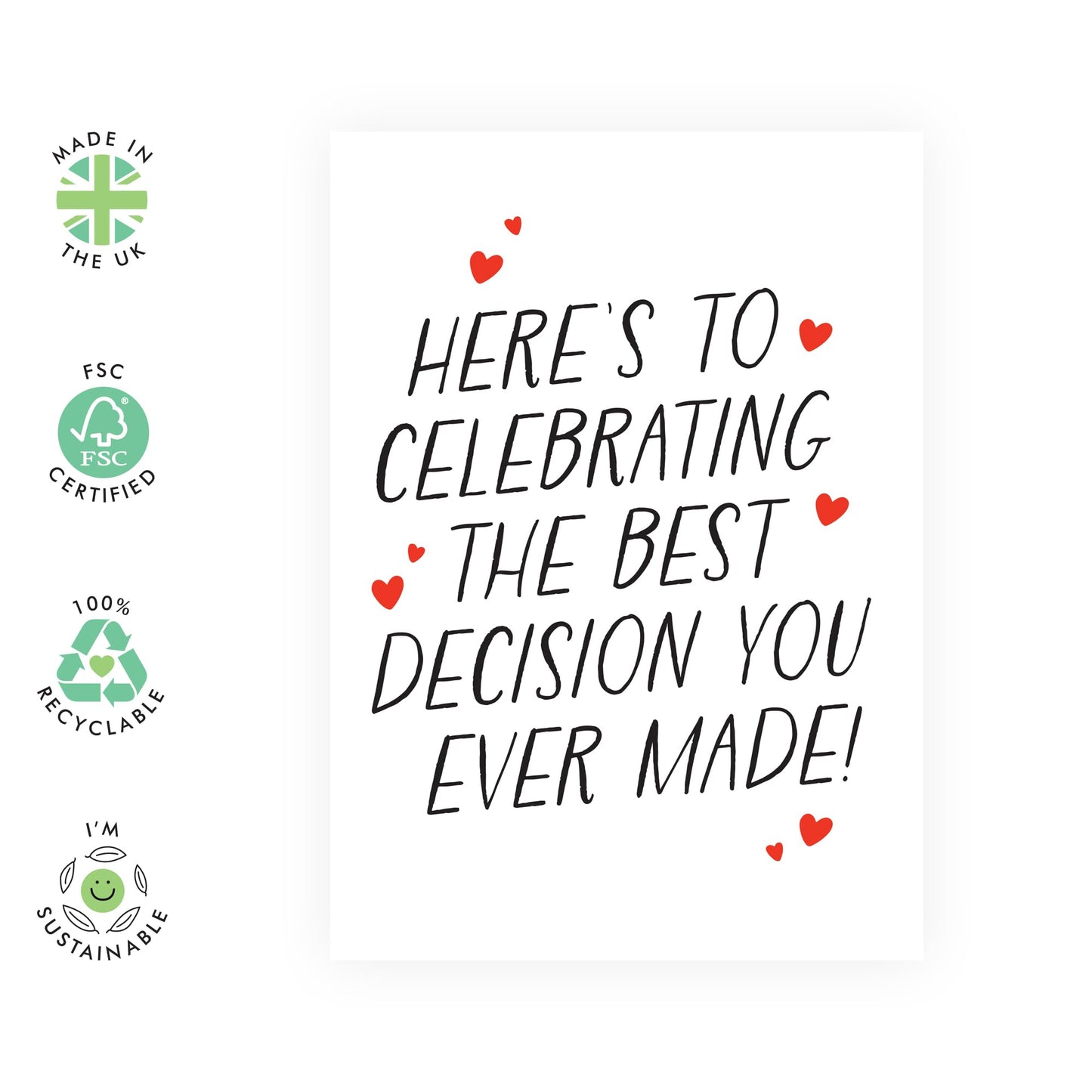 Greeting Card - 'BEST DECISION YOU EVER MADE' - Ideal for Celebrating Good Choices with a Touch of Playfulness - Perfect for Friends Family or Special Achievements - Comes with Stickers by Central 23