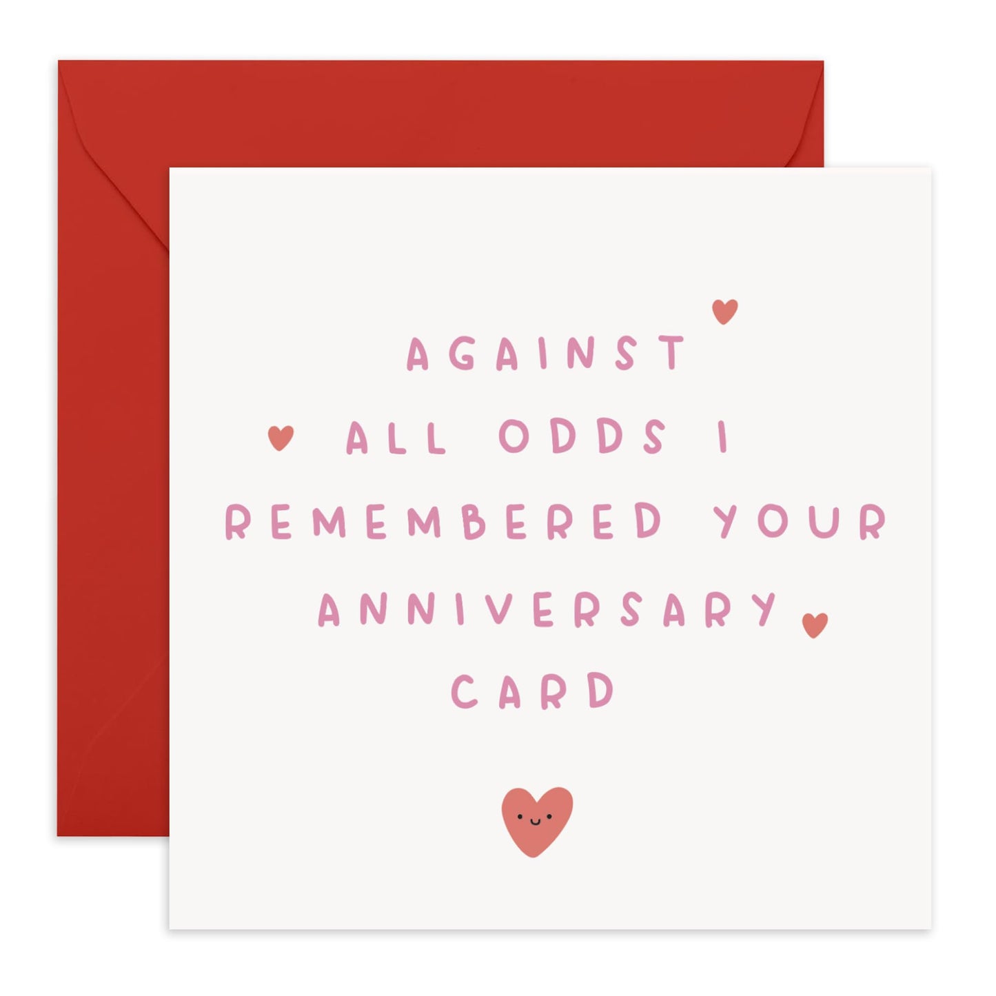 Red Anniversary Day Card - 'Against All Odds' - Gifts for Wife, Husband,Girlfriend, Boyfriend, Him, Her, Partner, Love, Darling, Babe, Sweetheart - Remembering Us - Comes with Fun Stickers