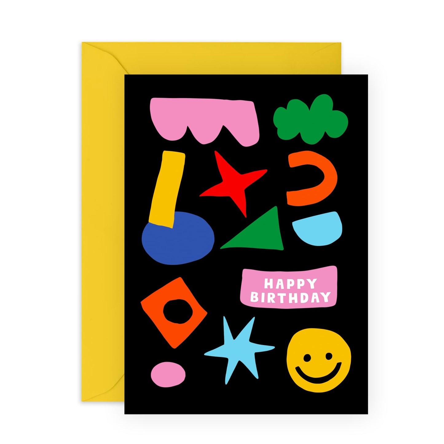 Happy Birthday Cards And Envelopes - Cute Trendy Print Black - Bday Greeting Cards For Women Men Girl Boy Friends Mum Dad - Gifts For Him Her - Comes With Stickers By Central 23