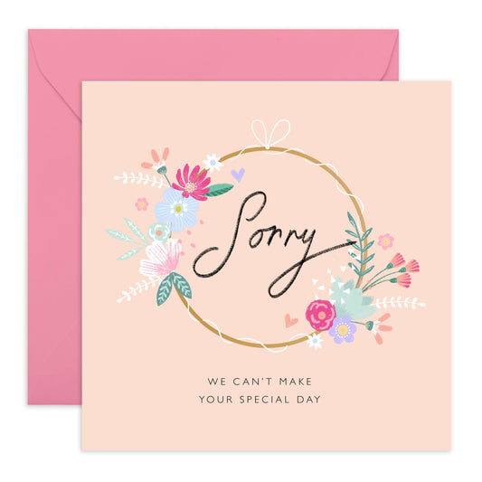Wedding Invitation Declined Card - Sorry We Can't Make Your Special Day - Rsvp Reply Card From Entourage - Wedding Invitations Groom Bride - Comes With Fun Stickers By Central