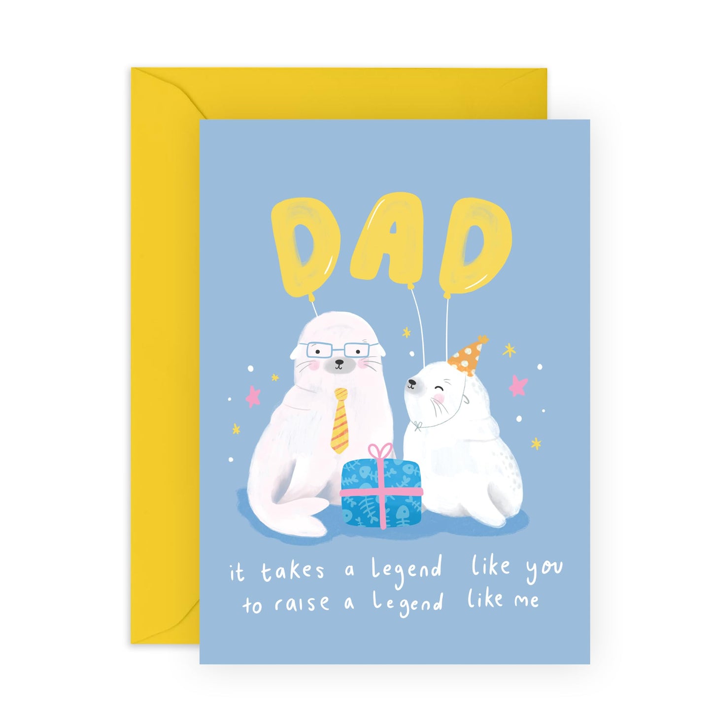 Happy Birthday Dad Card - Legend Like You Seal - Sweet Birthday Cards For Men - Daddy Birthday Card - Greeting Cards For Father Papa Step Dad - Comes With Stickers - By Central 23