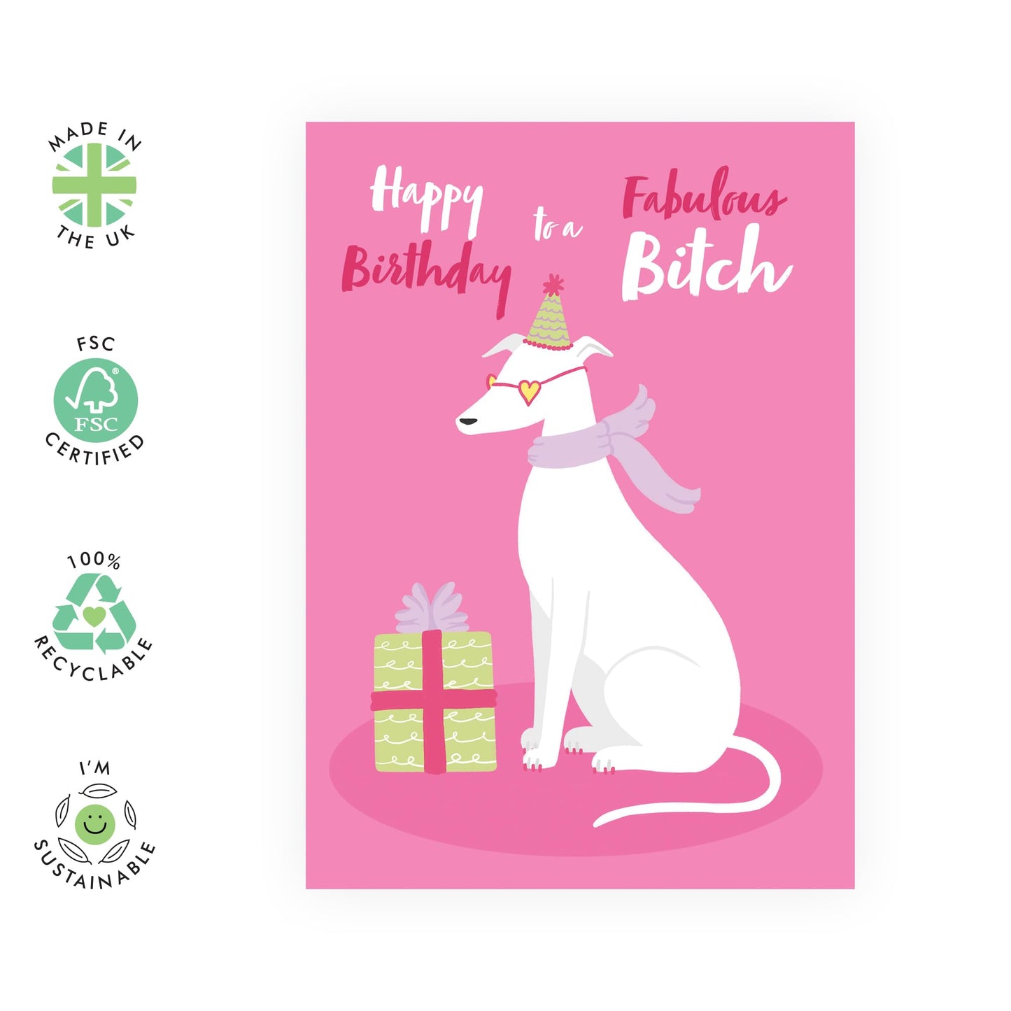 Birthday Card For Her - Birthday Dog Fabulous Bitch - Cheeky Greeting Cards For Sister Friend - Pet Owners - For Auntie Aunt - Greeting Cards For Fur Parents - Comes With Fun Stickers By Central 23