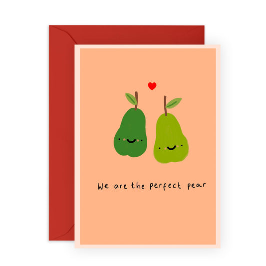 Anniversary Greeting Card - 'PERFECT PEAR' - Perfect for Adding a Sweet Touch to Any Occasion - Quirky Gift for Him, Her, Wife, Husband, Partners, Girlfriend, Boyfriend - Comes with Stickers