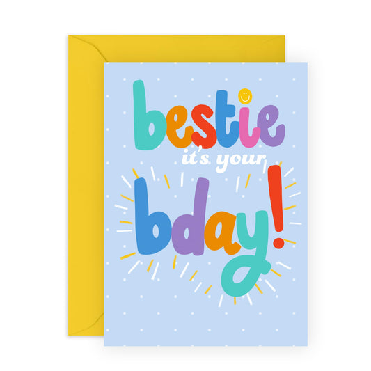 Birthday Cards For Men - Bestie It's Your Bday - Best Friend Birthday Card - Birthday Bestie - Bff Friend Birthday Gifts - Sweet Bday Greeting Cards For Her - Comes With Stickers By Central 23