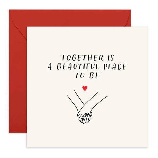 Anniversary Greeting Card - 'Together' - Valentines Gifts for Boyfriend, Husband, Wife, Girlfriend, Partner, Other Half, Married Couples - Holding Hands - Comes with Fun Stickers