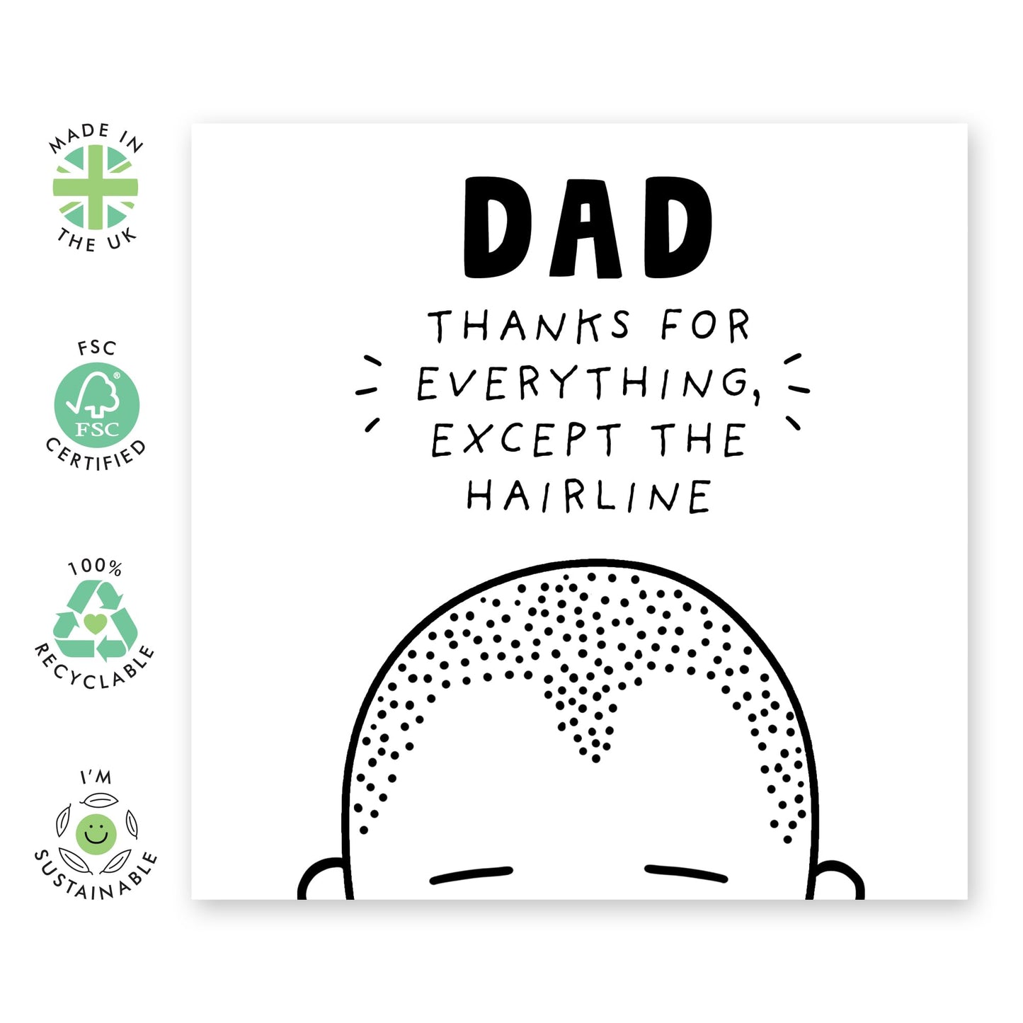 Central 23 Funny Greeting Card - 'DAD HAIRLINE' - For Dads Daddy's Father Pops - Gift for Father’s Day, B-day, or Any Occasion - Celebrate with a Lighthearted Twist - Comes with Stickers