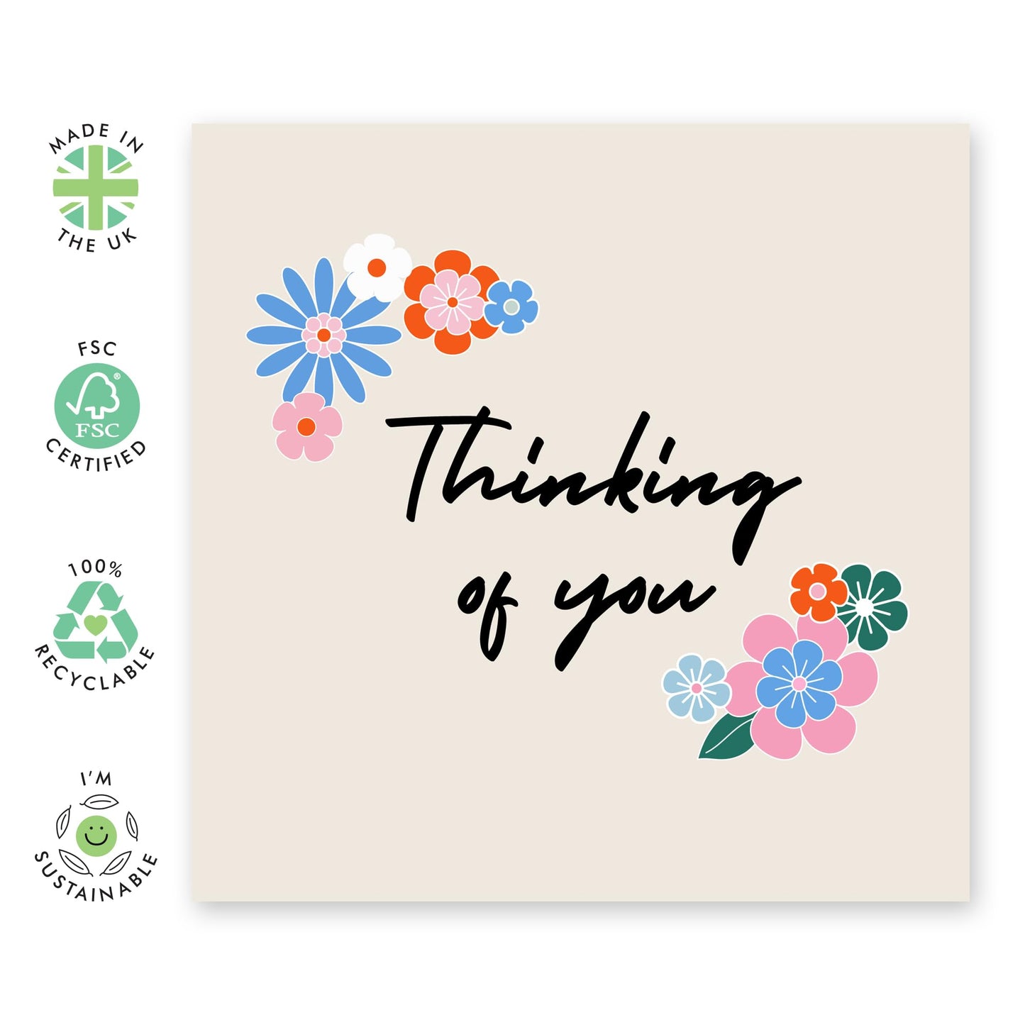 Anniversary & Love Card - 'Thinkling Of You' - Romantic Gifts for Boyfriend, Husband, Wife, Girlfriend, Partner, Other Half - Sweet Message - Comes with Fun Stickers