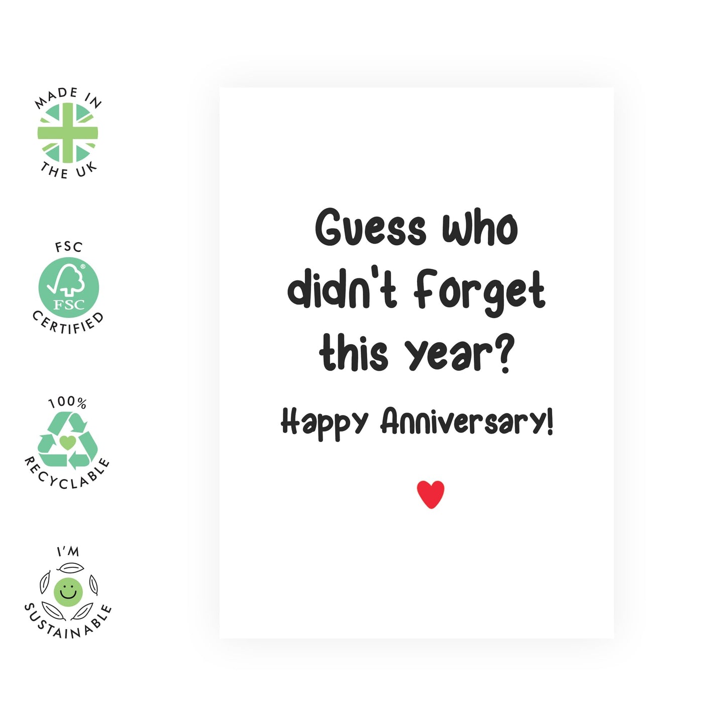 Wedding Anniversary Card For Wife Husband - Guess Who Didn't Forget This Year - Funny Anniversary Cards For Boyfriend Girlfriend - Gifts For Partner - Comes With Stickers - By Central 23